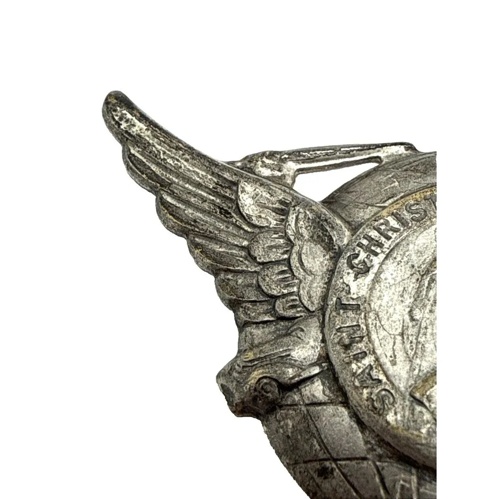 Vintage St. Christopher Medal Car Visor Clip Winged Be My Guide 3